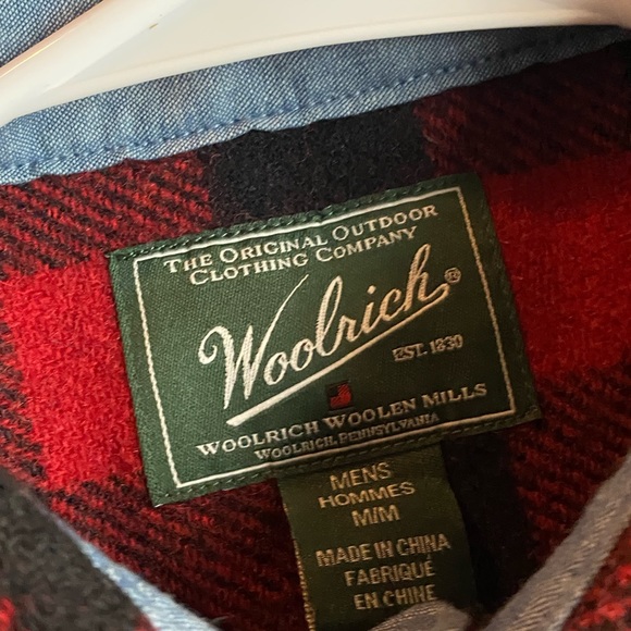Woolrich Men’s wool blend red plaid long sleeve button front shirt jacket size M - Picture 4 of 11